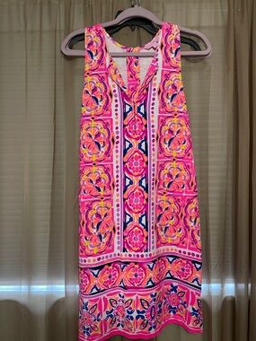 Lilly Pulitzer Pink, Coral & Navy Floral Print Dress